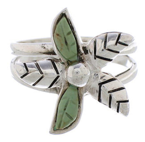 Silver Southwest Jewelry Turquoise Flower Ring Size 5-1/4 FX22298