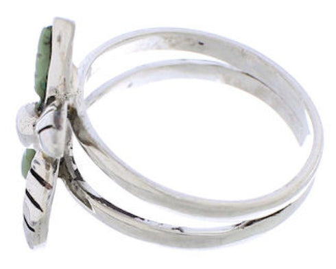 Flower Turquoise Jewelry Southwest Silver Ring Size 7-3/4 FX22294