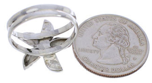 Silver Jewelry Turquoise Southwest Flower Ring Size 6-1/2 FX22296