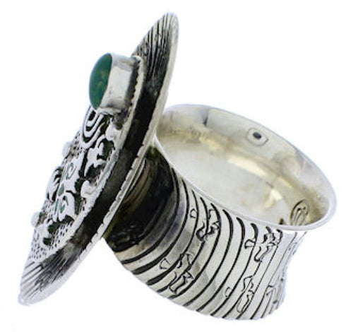 Turquoise Jewelry Bear Butterfly Silver Ring Size 8-3/4 PX41288