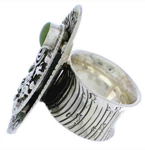 Silver Southwestern Turquoise Butterfly Bear Ring Size 5-3/4 PX41289