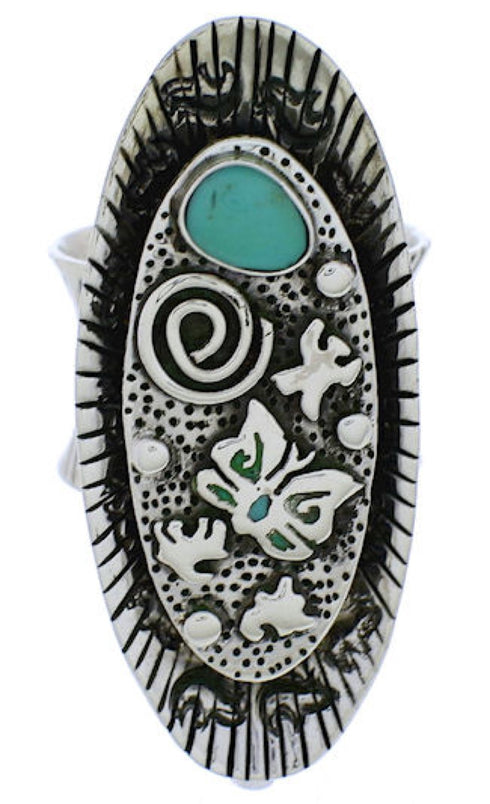 Silver Turquoise Jewelry Bear Butterfly Ring Size 6-3/4 PX41292