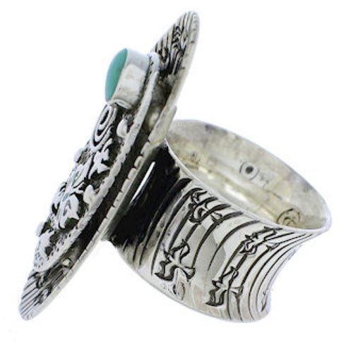 Silver Turquoise Jewelry Bear Butterfly Ring Size 6-3/4 PX41292