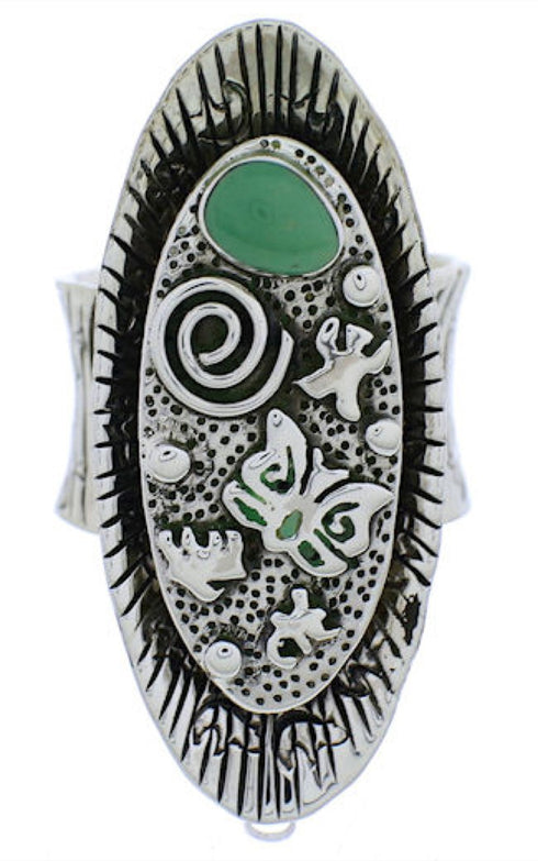 Silver Southwest Turquoise Butterfly Bear Ring Size 6-1/2 PX41293