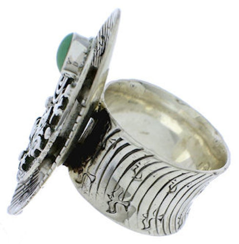 Silver Southwest Turquoise Butterfly Bear Ring Size 6-1/2 PX41293
