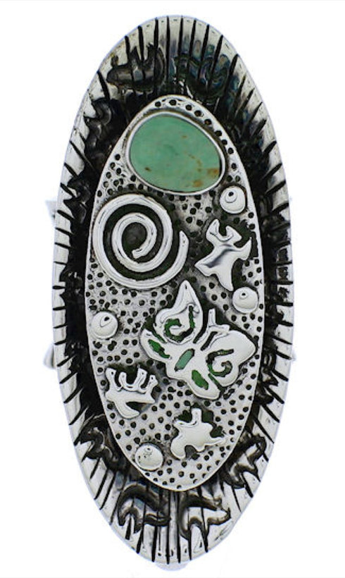 Southwest Bear Butterfly Turquoise Jewelry Ring Size 8-1/4 PX41304