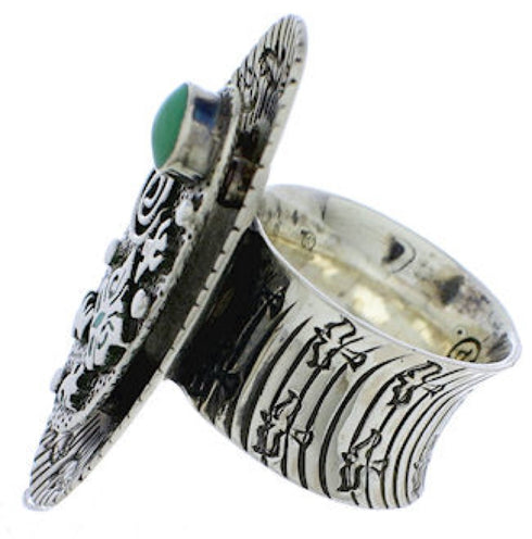 Silver Southwest Turquoise Bear Butterfly Ring Size 8-1/2 PX41338
