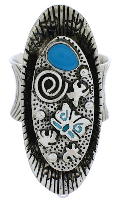 Genuine Sterling Silver Bear Turquoise Butterfly Ring Size 6 PX41370