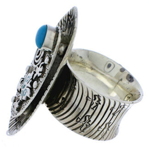 Silver Jewelry Butterfly And Bear Turquoise Ring Size 8-3/4 PX41380