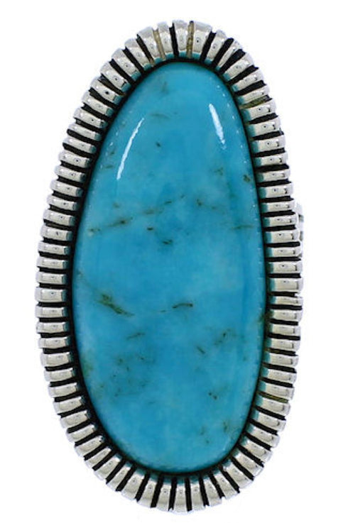 Southwestern Jewelry Sterling Silver Turquoise Ring Size 6-1/4 PX41466