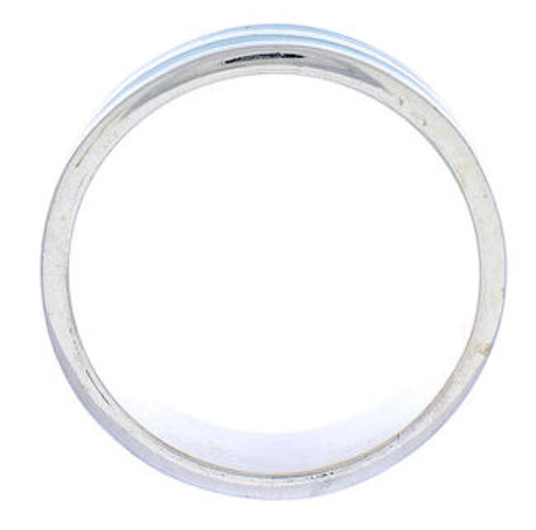 Silver And Turquoise Inlay Ring Band Size 6-3/4 UX35367