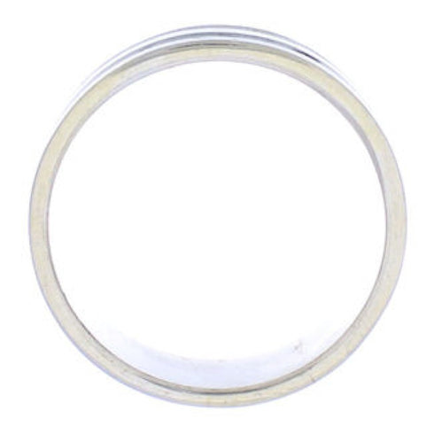 Southwestern Sterling Silver Onyx Inlay Ring Band Size 8-1/4 UX35505