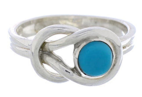Southwestern Sterling Silver Turquoise Ring Size 5-3/4 UX35611