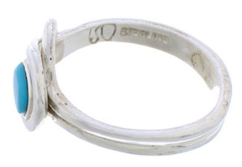 Southwestern Sterling Silver Turquoise Ring Size 5-3/4 UX35611