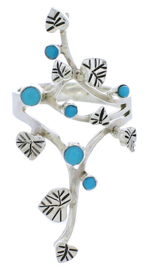 Turquoise Ring Southwestern Sterling Silver Jewelry Size 6-3/4 EX22717