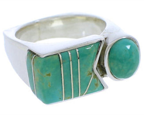 Southwestern Sterling Silver Turquoise Ring Size 5-1/4 UX39667