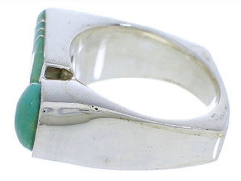 Southwestern Sterling Silver Turquoise Ring Size 5-1/4 UX39667