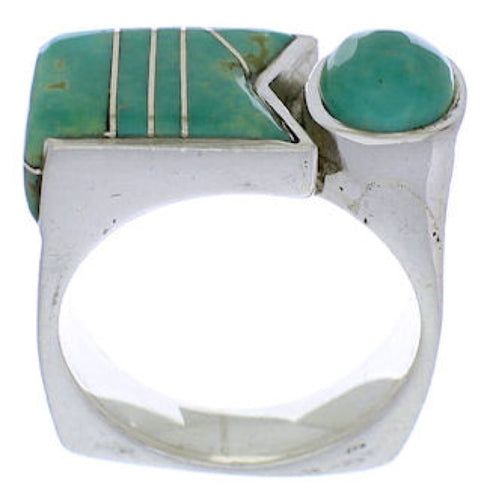 Southwestern Sterling Silver Turquoise Ring Size 5-1/4 UX39667