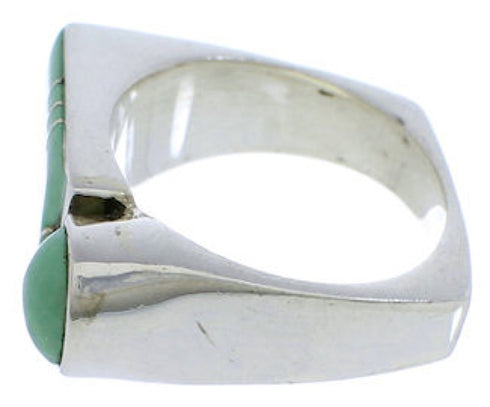 Genuine Sterling Silver And Turquoise Ring Size 7-3/4 UX39682