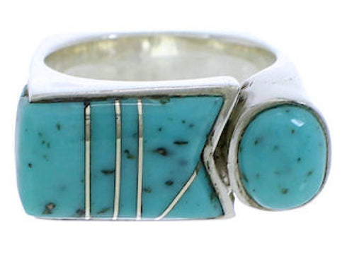 Silver And Turquoise Southwestern Ring Size 6-1/4 UX39809
