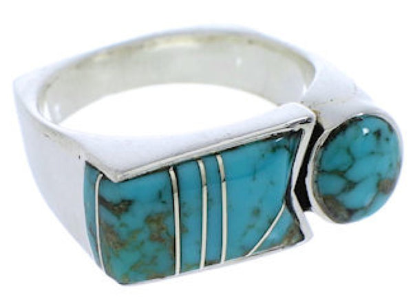 Genuine Sterling Silver Turquoise Jewelry Ring Size 7 UX39829