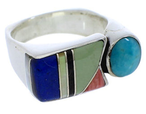 Genuine Sterling Silver Multicolor Jewelry Ring Size 5-1/2 UX39923