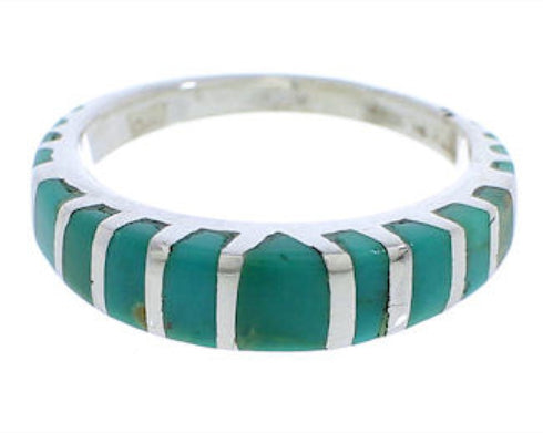 Silver And Turquoise Southwest Inlay Ring Size 4-3/4 UX42489