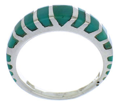 Silver And Turquoise Southwest Inlay Ring Size 4-3/4 UX42489