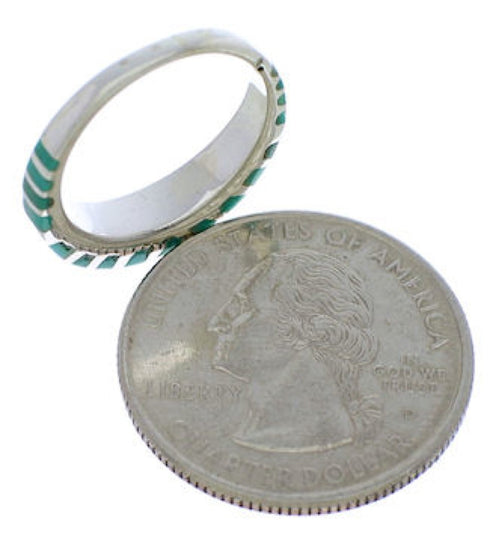 Silver And Turquoise Southwest Inlay Ring Size 4-3/4 UX42489