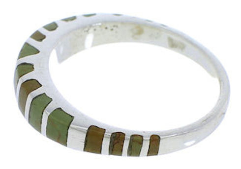 Sterling Silver And Turquoise Inlay Ring Size 8-3/4 UX42522