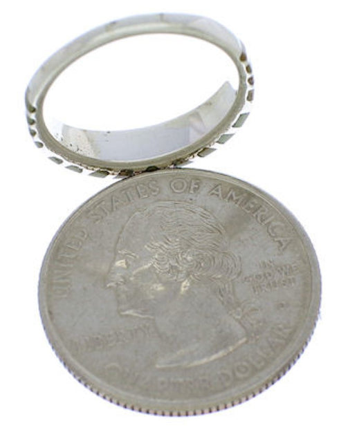 Turquoise Inlay and Sterling Silver Ring Size 7-3/4 UX42519