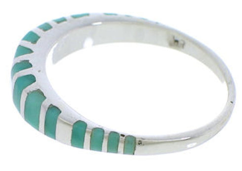 Southwest Turquoise Inlay Silver Ring Size 6-1/4 TX45439