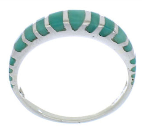 Southwest Turquoise Inlay Silver Ring Size 6-1/4 TX45439