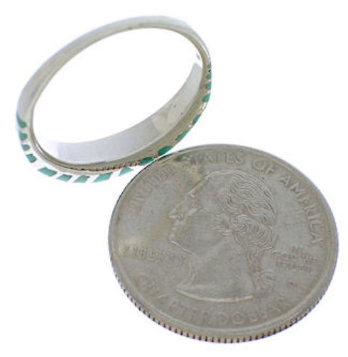 Southwest Turquoise Inlay Silver Ring Size 6-1/4 TX45439