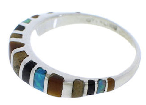 Multicolor Inlay Genuine Sterling Silver Ring Size 6 TX45540