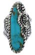 Southwest Turquoise Sterling Silver Ring Size 5-1/2 FX22544