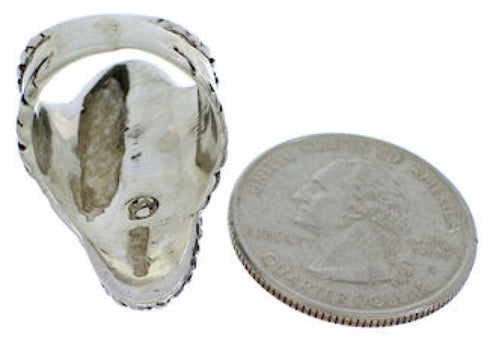 Silver Jewelry Southwestern Turquoise Ring Size 6-3/4 FX22615