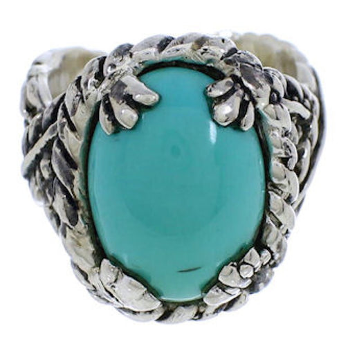 Genuine Sterling Silver Jewelry Turquoise Ring Size 5-3/4 FX22749