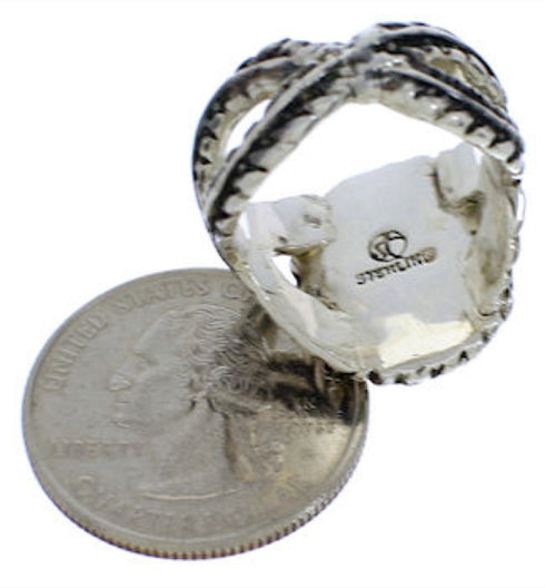 Southwestern Turquoise Sterling Silver Ring Size 7-3/4 FX22787