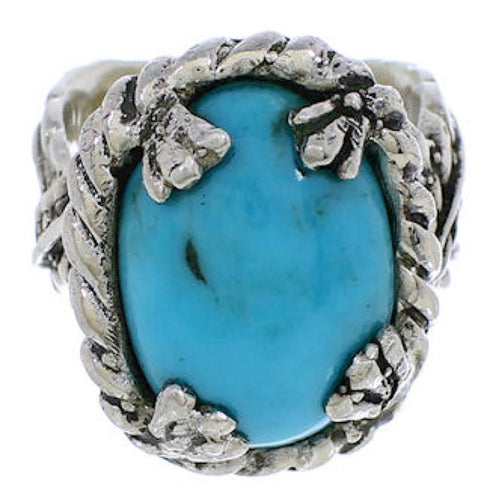 Southwest Authentic Silver Turquoise Ring Size 4-1/2 FX22807