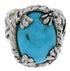 Sterling Silver Jewelry Southwestern Turquoise Ring Size 7-3/4 FX22798