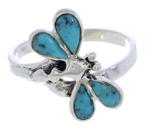 Sterling Silver Turquoise Inlay Dragonfly Ring Size 4-3/4 FX22634