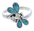 Sterling Silver Turquoise Inlay Dragonfly Ring Size 4-3/4 FX22634