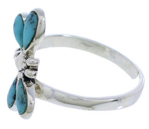 Sterling Silver Turquoise Inlay Dragonfly Ring Size 4-3/4 FX22634