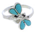 Silver Dragonfly Turquoise Inlay Southwestern Ring Size 5-3/4 FX22662