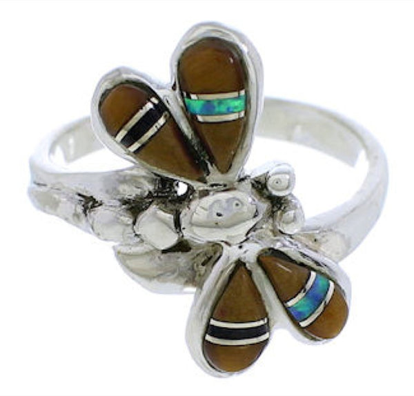 Multicolor Silver Southwest Jewelry Dragonfly Ring Size 6-3/4 FX22707