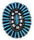 Genuine Silver Turquoise Needlepoint Ring Size 8-1/2 YX33884