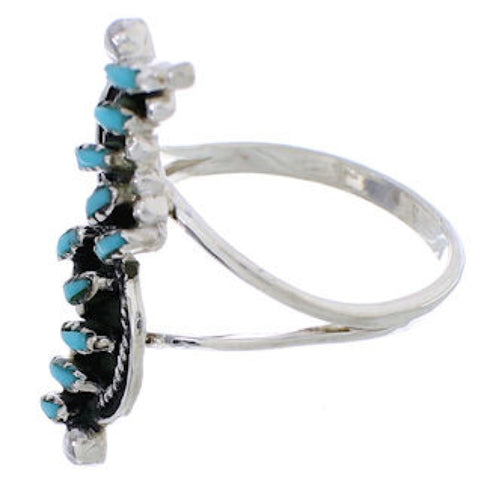 Needlepoint Turquoise And Authentic Silver Ring Size 5-1/2 YX33924