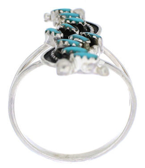 Needlepoint Turquoise And Authentic Silver Ring Size 5-1/2 YX33924
