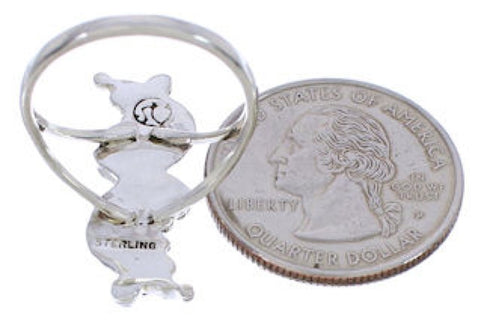 Needlepoint Turquoise And Authentic Silver Ring Size 5-1/2 YX33924